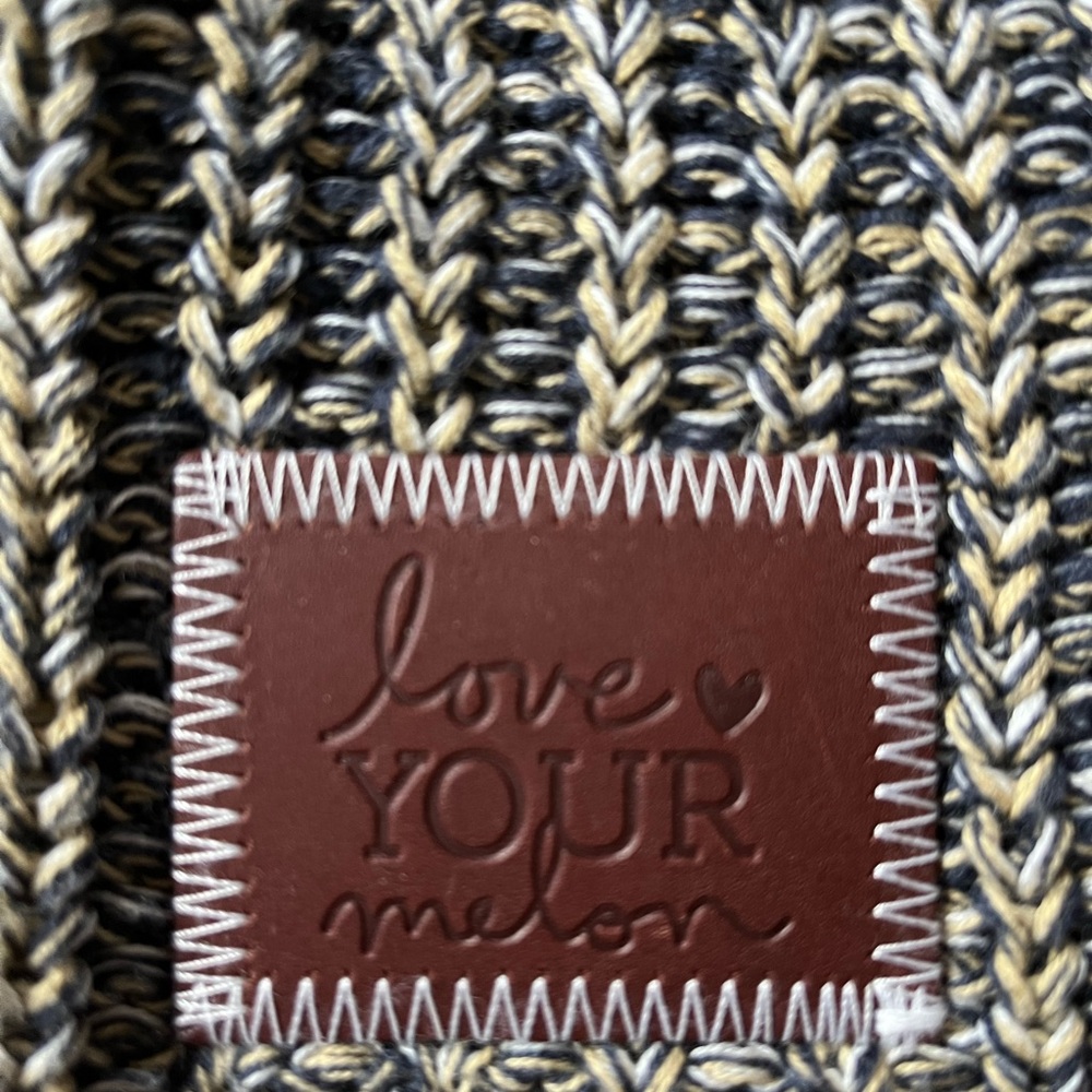 Love Your Melon Beanie Navy Blue Tan Gold - Picture 2 of 2